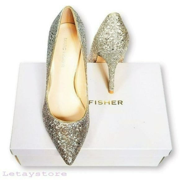 Marc Fisher Silver and Gold Glitter Heels - Picture 6 of 7